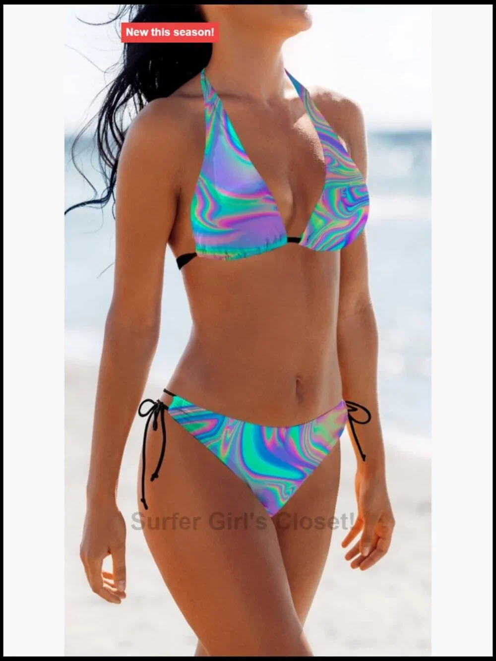 2 Piece Bikini Set Triangle Halter High Cut Swimwear